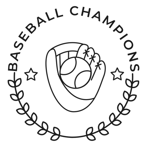Baseball champions glove ball star branch badge stroke PNG Design