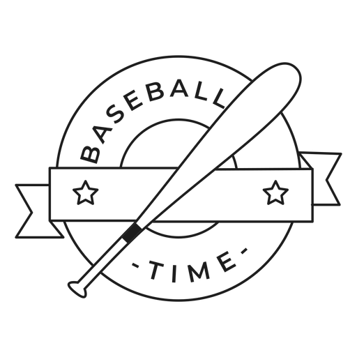 Baseball time bat star badge stroke PNG Design