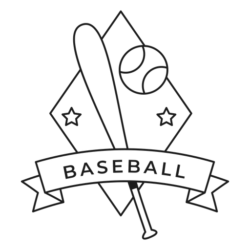Baseball ball star rhomb bat badge stroke PNG Design