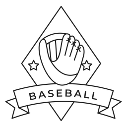 Baseball glove ball star badge stroke PNG Design