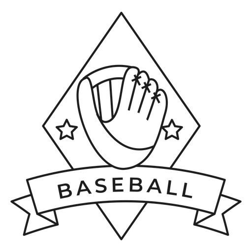 Baseball glove ball star badge stroke PNG Design