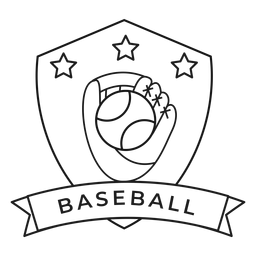 Baseball glove ball star branch badge stroke PNG Design