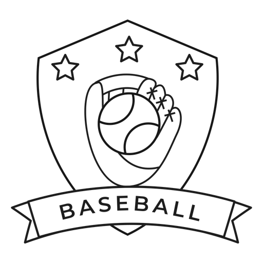 Baseball glove ball star branch badge stroke PNG Design