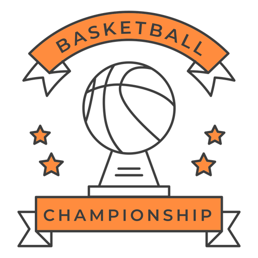 Basketball championship ball star color badge sticker PNG Design