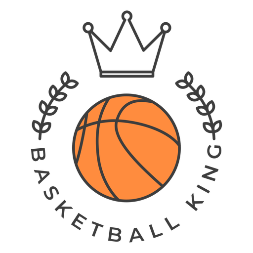 Basketball king ball branch colored badge sticker PNG Design