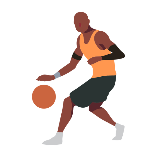 Basketball player ball player shorts accessory t shirt bald flat PNG Design