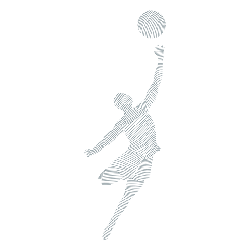 Basketball player ball player shorts t shirt bald throw striped silhouette PNG Design