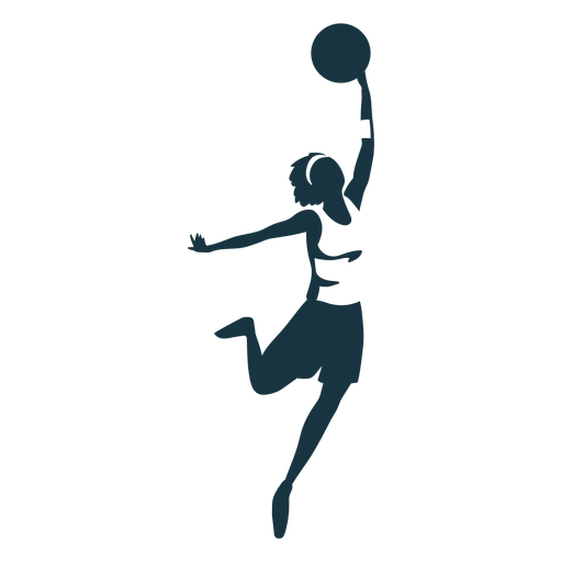 Basketball player female ball player shorts accessory t shirt detailed silhouette PNG Design