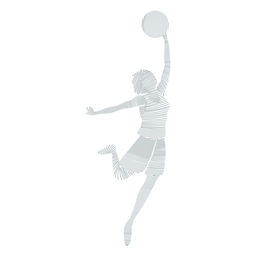 Basketball player female ball player shorts t shirt striped silhouette PNG Design