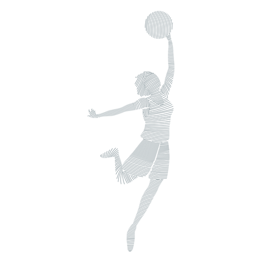 Basketballspielerin Ballspielershorts T-Shirt gestreifte Silhouette PNG-Design