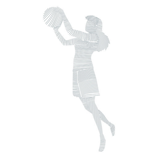 Basketballspielerin weibliche Haarballspielershorts T-Shirt gestreifte Silhouette PNG-Design