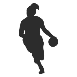 Spielerinballhaar-Pferdeschwanzschattenbild des Basketball-Spielers PNG-Design