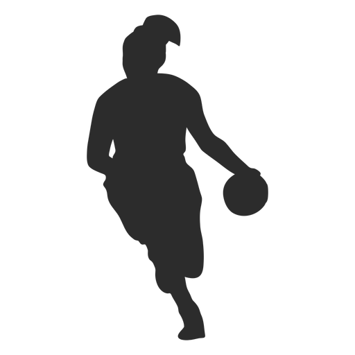 Jogador de basquete jogador feminino bola cabelo rabo de cavalo silhueta Desenho PNG