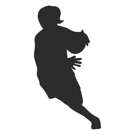 Laufendes Haarpferdeschwanzschattenbild des Basketballspieler-weiblichen Spielerballs PNG-Design