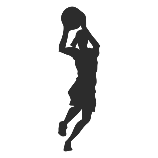 Jugador de baloncesto jugador femenino pelota pantalones cortos pelo cola de caballo silueta