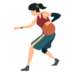 Jogadora de basquete feminina jogadora de bola correndo shorts acessório camiseta plana Desenho PNG
