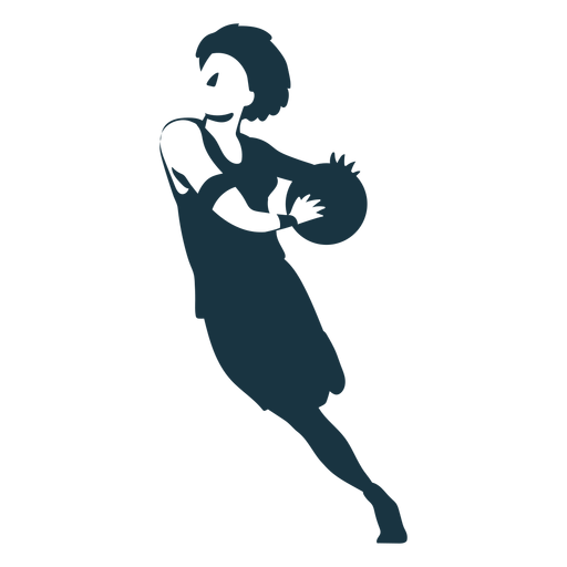 Basketball player female running ball player outfit detailed silhouette PNG Design