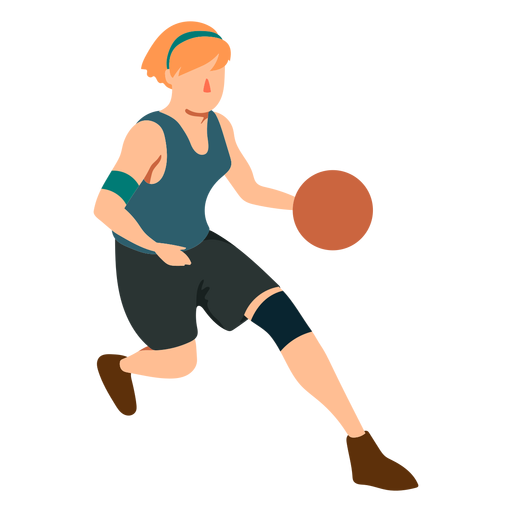 Basketball player female running ball player outfit flat PNG Design