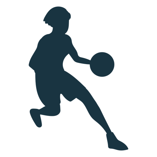 Ballspieler-Ausstattungsschattenbild des Basketball-Spielers weibliches laufendes PNG-Design