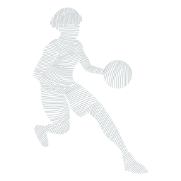 Basketball player female running ball player outfit striped silhouette PNG Design
