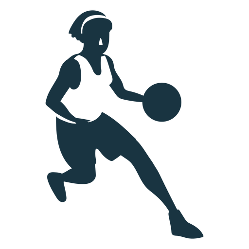 Jogador de basquete feminino bola de corrida jogador shorts acess?rio camiseta silhueta detalhada Desenho PNG