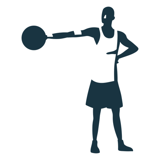 Jugador de baloncesto jugador pelota pantalones cortos calvo camiseta silueta detallada