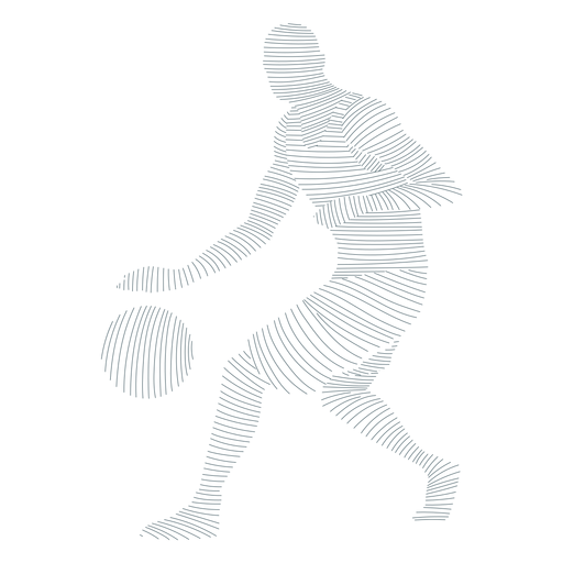 Jogador de basquete jogador bola shorts camiseta silhueta listrada careca Desenho PNG