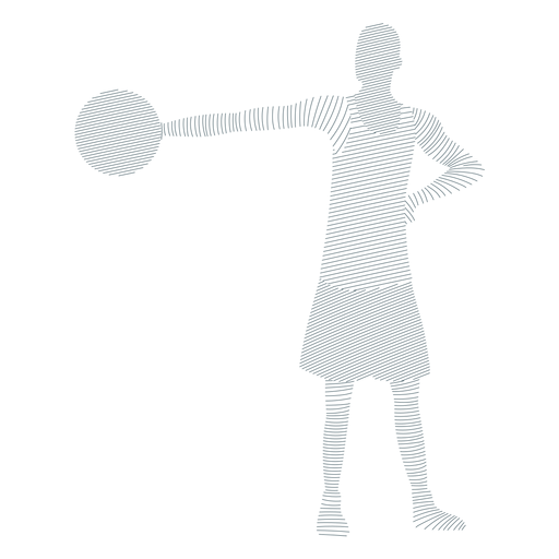 Silhueta listrada de bola de tênis de jogador de basquete Desenho PNG