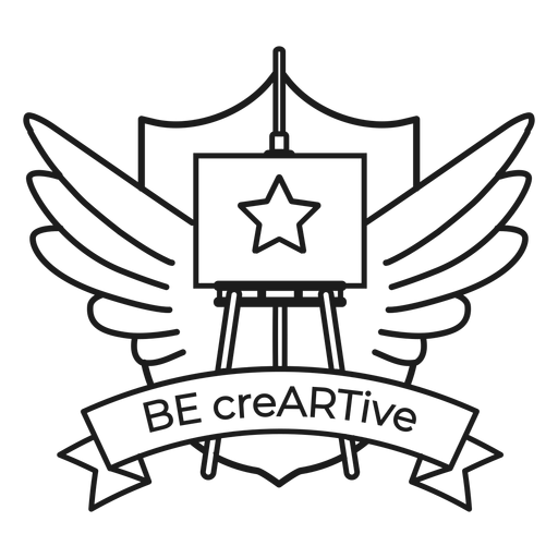 Be creartive easel star wing badge stroke PNG Design