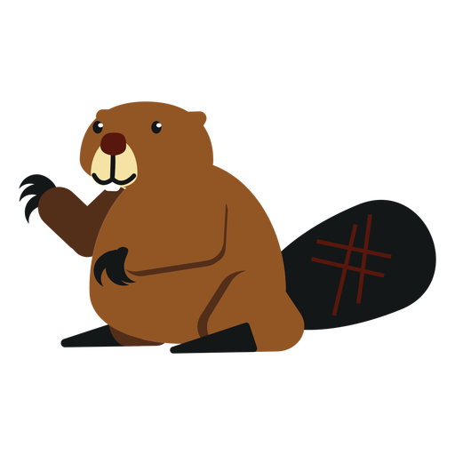 Beaver claw tail fat rodent rounded flat PNG Design