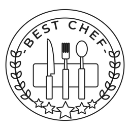 Best chef fork knife spoon branch star badge stroke PNG Design Transparent PNG