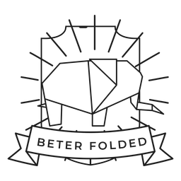 Beter folded paper elephant badge stroke PNG Design