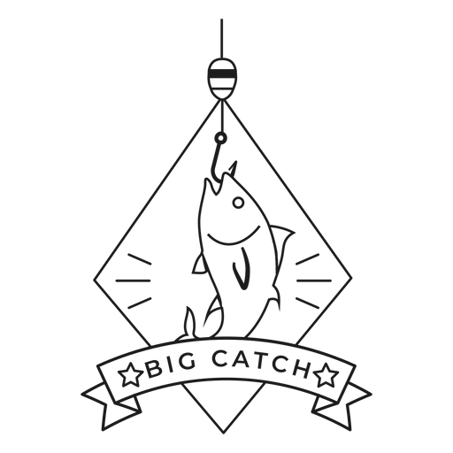 Big catch fish hook rhomb star badge stroke PNG Design