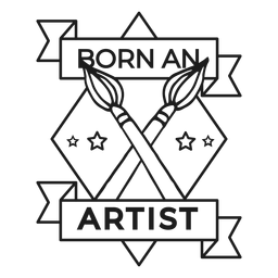 Nasceu um lema do artista em forma de losango com pincelada de distintivo Desenho PNG