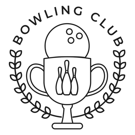 Bowling Club Ball Cup Kegel Zweig Abzeichen Schlaganfall PNG-Design