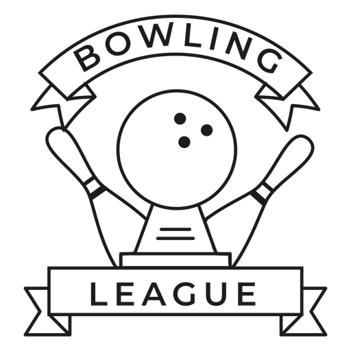Bowling ligue skittle ball badge stroke PNG Design