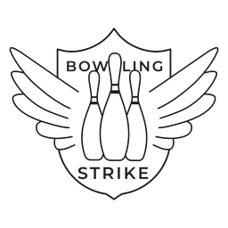 Bowling strike skittle wing badge stroke PNG Design