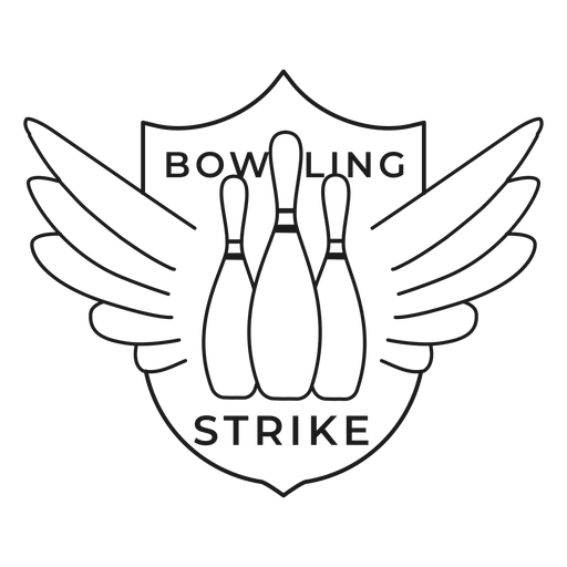 Bowling Streik Kegelflügel Abzeichen Schlaganfall PNG-Design