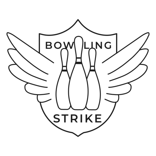 Bowling strike skittle wing badge stroke PNG Design