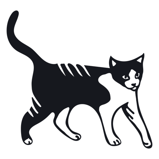 Doodle de piel de raya de cola de hocico de gato Diseño PNG