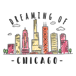 Autocolante de skyline de Chicago Desenho PNG
