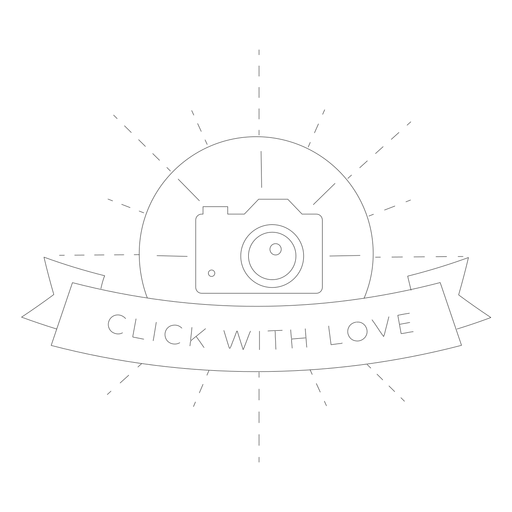 Click With Love Camera Lens Objective Flash Badge Line Transparent Png Svg Vector File