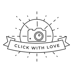 Click With Love Camera Lens Objective Flash Badge Stroke PNG & SVG ...