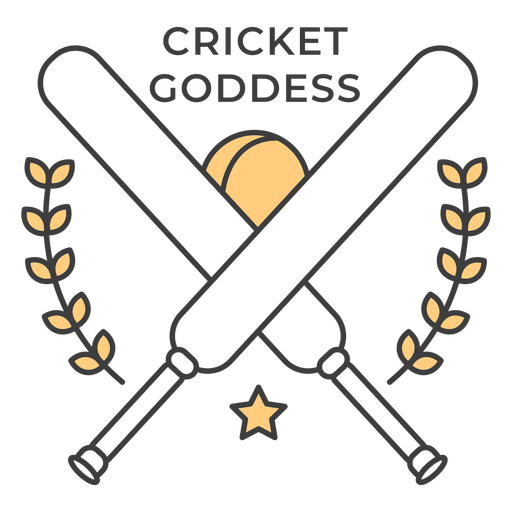 Cricket Goddess Bat Ball Branch Colored Badge Sticker Transparent Png