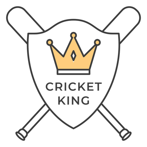 Etiqueta engomada coloreada de la insignia de Cricket King Bat Crown Diseño PNG