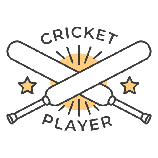 Cricket player bat star colored badge sticker