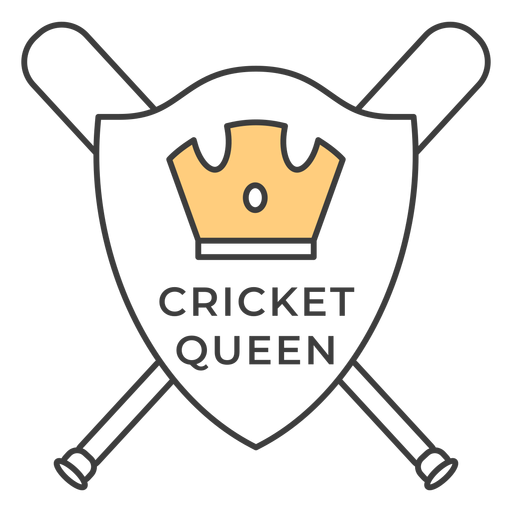 Cricket queen bat crown colored badge sticker PNG Design