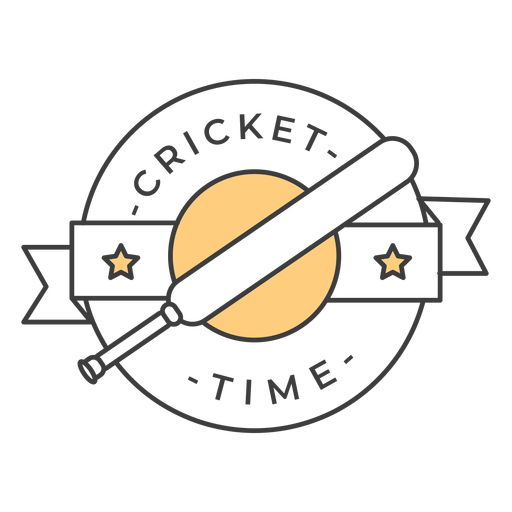 Etiqueta engomada coloreada de la estrella del bate del tiempo del críquet Diseño PNG
