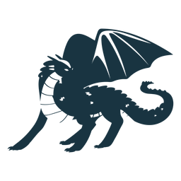 Drachenflügelschwanz fliegende Schuppen detaillierte Silhouette PNG-Design