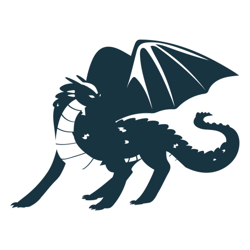 Dragon wing tail flying scales detailed silhouette PNG Design